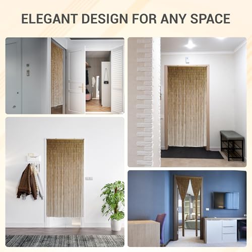 Vietbud Décor Natural Bamboo Beaded Curtains for Doorways, Decorative Room Divider, Natural Vietnamese Craft, Indoor Hanging Bamboo Blinds, Sturdy Hook, Easy to Clean, 35.43 x 78.74 Inches VIETBUD DECOR