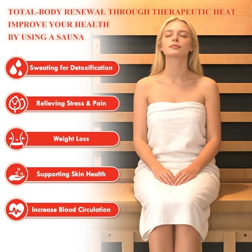 ROCSUMOO Infrared Sauna for 1 Person, Wooden Dry Sauna Room with backrest, 960W/120V Low EMF Indoor Saunas with Control Panel, 7-Color Therapy&Timer, Bluetooth Speakers for Home ROCSUMOO