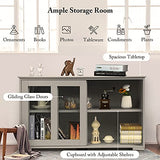 Giantex Buffet Sideboard, Wood Credenza with Sliding Doors, Storage Cabinet with Adjustable Shelf, Modern Console Table, Kitchen Cupboard, Buffet Pantry, Living Room Dining Room Furniture (Gray) Giantex