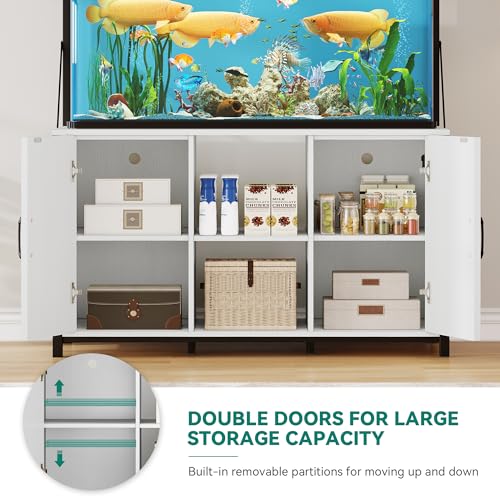 YITAHOME 120 Gallon Fish Tank Stand with Power Outlets, Heavy Duty Metal Large Aquarium Stand with Cabinet, Reptile Tank Turtle Terrariums Table for Fish Tank Accessories Storage,1100LBS Capacity YITAHOME