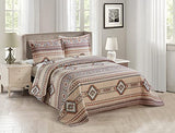 Rugs 4 Less Rustic Southwest Quilted Western Bedspread Bedding Set in Brown Beige Taupe Charcoal and Tribal Native American Patterns - Nevada (Full/Queen) Rugs 4 Less