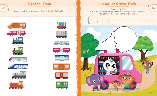Preschool Activity Book Trucks, Cars, and Airplanes: 80 Games to Learn Letters, Numbers, Colors, and Shapes (School Skills Activity Books) WoodArtSupply