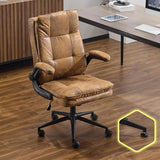 VINGLI Comfy Brown Leather Office Desk Chair,Ergonomic High-Back Computer Gaming Chair with Replaceable Wheels,Dual-Base,Adjustable Height&Armrests,360 Swivel Task Chair for Home Office,Vintage,Rustic VINGLI