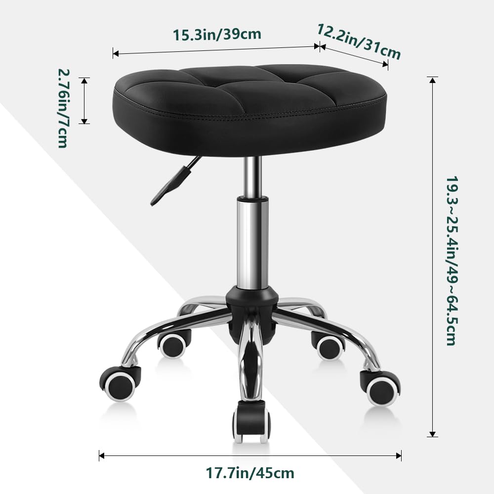 Black Minimalist Swivel Stool with Wheel Perfect for Work SPA Shop Massage Height-Adjustable and Cost-Effective Rolling Stool Chair with Square Seat BFTOU