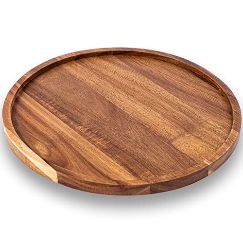 11.5 Inches Candle Holder Tray Home Decor, Round Wood Tray for Coffee Table, Small Wooden Serving Tray, Decorative Trays for Home Decor GENRICE
