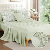 WONGS BEDDING 8 Pieces King Size Comforter Set Green,Sage Green Floral Bed in a Bag Comforter Sets, Soft Reversible Botanical Flowers Bedding Sets for All Season (90"x104") WONGS BEDDING