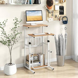 Tangkula Small Standing Desk, Height Adjustable Teacher Podium Stand, Compact Standing Table Lectern Podium, Laptop Desk with Footrest, Suitable for Sitting or Standing Tangkula