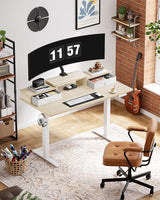 Marsail Electric Standing Desk with Drawers, 55″ x 28″ Height Adjustable Sit Stand Up Desk with Storage Shelf, Ergonomic Home Office & Computer Table with 4 Memory Heights, Maple Marsail