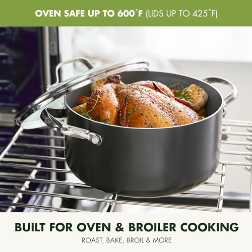 GreenPan Valencia Pro Hard Anodized Healthy Ceramic Nonstick 22 Piece Cookware Pots & Pans Set, Fry Grill, Griddle, Saute & Sauce Pans, Stockpot,Lids, PFAS-Free, Induction, Dishwasher & Oven Safe,Gray GreenPan