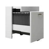 Bush Business Furniture Office in an Hour L Shaped Cubicle Desks with Storage, Drawers, and Organizers | Quad Workstation Set with Privacy Panels for Commercial Workspace, 4 Person, Pure White Bush Business Furniture