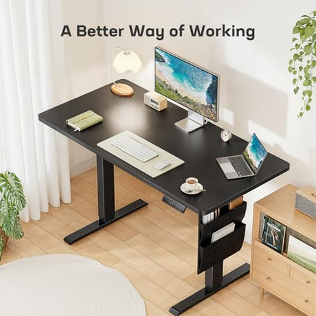 Marsail 55x24 Electric Standing Desk - Adjustable Height Computer Desk with Memory Presets, Storage Bag & Cable Management for Home Office & Gaming Workstations Marsail