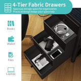 Lufeiya Gaming Desk with LED Lights and Power Outlets, 47 inch Computer Desk with Fabric Drawers, Reversible Home Office Desk with Monitor Stand, Black Lufeiya