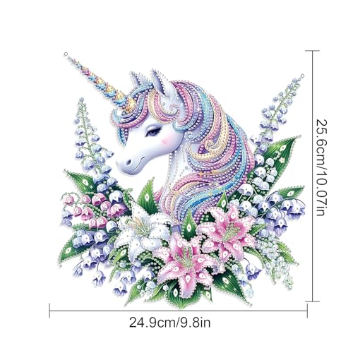 JISHSHAY Diamond Painting Hanging Unicorn Diamond Art Pendant Flower Gem Art Wind Chimes Gem Painting Hanging Pendant Mosaic Kits for Adults Windchimes Embroidery Kit Suncatchers Sun Catchers JISHSHAY