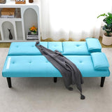 67"Modern Futon Sofa Bed,Convertible 3 in 1 Sleeper Bed Couches with Adjustable Backrest,Cup Holders,Comfy PU Leather Recliner Sofa Loveseat with Chrome Legs for Small Home Living Room (Blue) Majnesvon