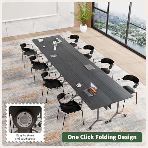 ZanyCajole Conference Room Table Folding Conference Tables, Modern Mobile Foldable Training Tables, Modular Rectangular Seminar Meeting Table with Silent Wheels for Office (4, Grey3, 61) ZanyCajole