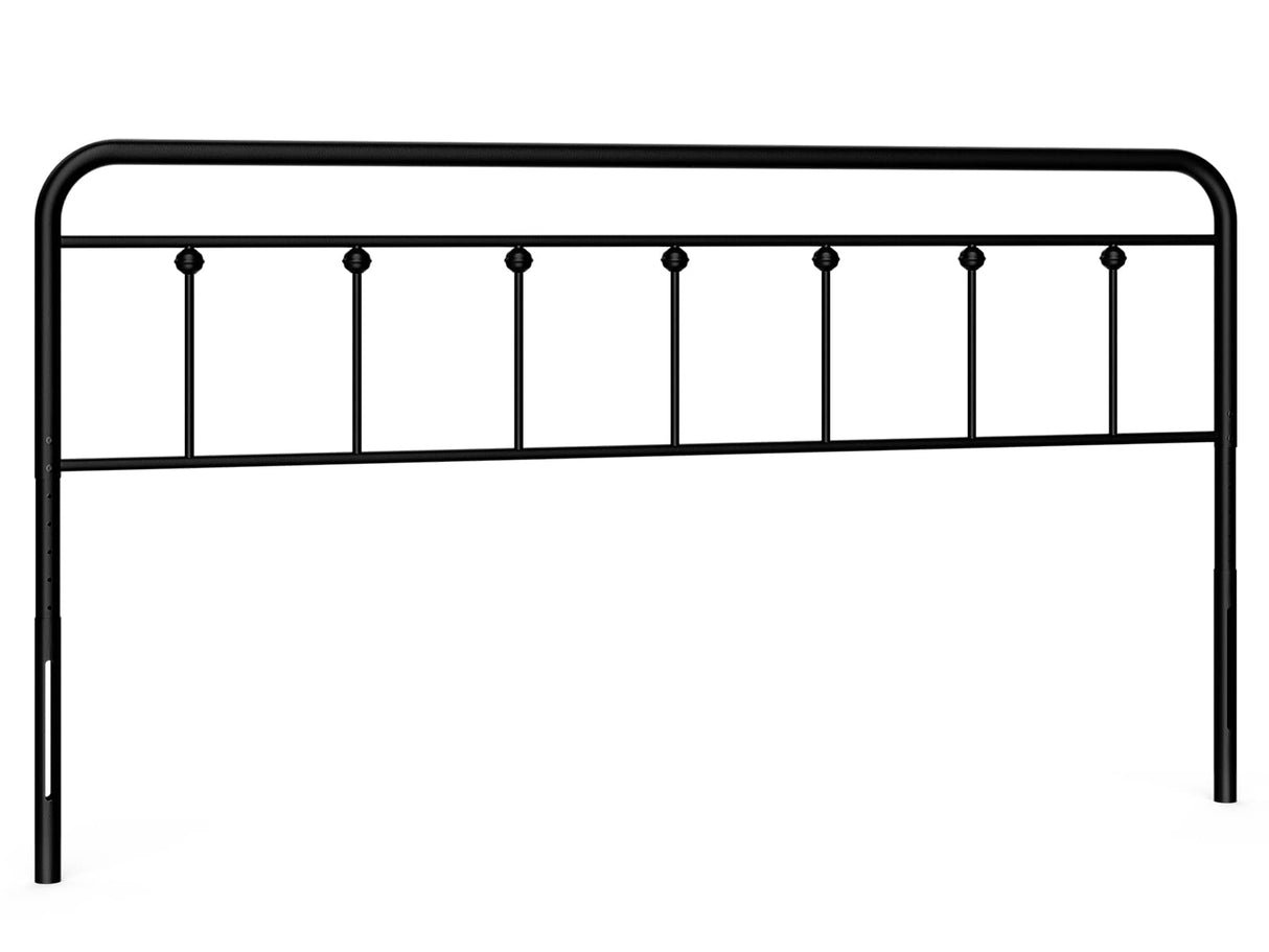 IKIFLY Metal King Size Headboard, Adjustable Height, Farmhouse Victorian Style, Easy Assembly, Steel Headboard Only for Bedroom, Black IKIFLY