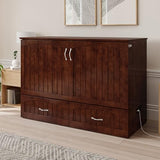 AFI, Southampton Murphy Bed Chest Full with 6" Mattress, Built-in USB Charger & Storage Drawer, Walnut AFI
