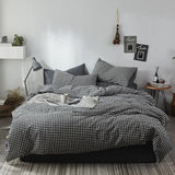 mixinni Black Gingham Comforter Set King, Plaid Comforter Set 3 Pieces 1 Black Grid Comfoter with 2 Pillow Cases for All Seasons, Soft Fluffy Modern Grid Pattern Printed Bedding-King Size mixinni