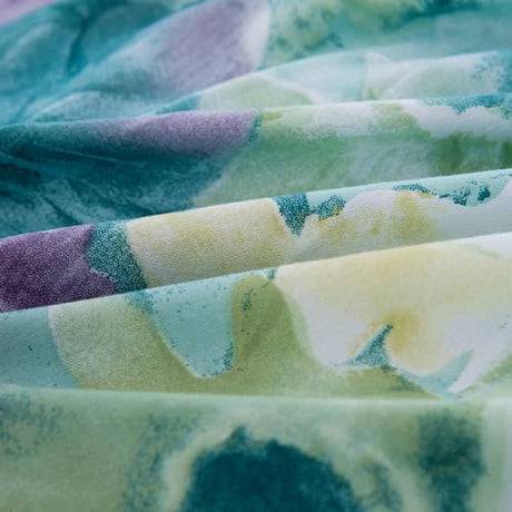 NATURETY Bedding Fitted Sheet with Deep Pocket,Oil Painting Style Printed Fabric Bed Sheets for Boys Girls Single Bed (Green Floral,Twin) NATURETY