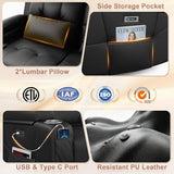 Aotolo Power Reclining Loveseat with Massage & Heat,Wall Hugger Loveseat Recliner with LED Lights,USB & Type-C Ports, Ideal for RV, Home Theater and Living Room,Black,2 Seats