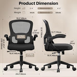 FINATI Office Chair Ergonomic Desk Chair, Adjustable Lumbar Support Rolling Swivel Comfy Chair with Space-Saving Flip Up Armrests, Breathable Mesh Gaming Chair for Business Work Office & Home, Black FINATI