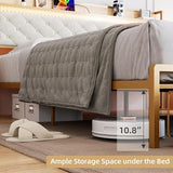 GarveeHome King Bed Frame with 2 Storage Drawers, LED Bed Frame with 2-Tier Storage Headboard&Charging Station, Metal Platform Bed Frame, No Box Spring Needed, Noise Free, White GarveeHome