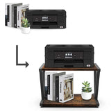 VEDECASA Retro Desktop Printer Stand 2 Tiers Under Desk Wood Printer Shelf Rustic Industrial Farmhouse Wood Storage Book Shelf Table Organizer for Home Office Stylish Sturdy V Shaped (Rustic Brown) VEDECASA