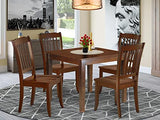 East West Furniture OXDA5-MAH-W Oxford 5 Piece Room Set Includes a Square Wooden Table and 4 Kitchen Dining Chairs, 36x36 Inch East West Furniture