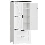 TEENFON 66.2" H Storage Cabinet with 2 Drawers, Farmhouse Kitchen Pantry Cabinet with 2 Doors & Adjustable Shelf, Bathroom Cabinet, for Living Room, Kitchen, Bathroom, White TEENFON