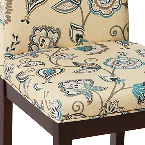 OSP Home Furnishings Dakota Upholstered Parsons Chair with Espresso Finish Wood Legs, Avignon Sky - WoodArtSupply