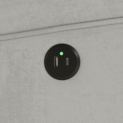 Storkcraft Serenity Upholstered Swivel Glider with USB Charging Port (Steel) – Fully Upholstered Wingback Nursery Glider Recliner with Manual Recline Function, 2 USB Charging Ports, 360 Swivel Base Storkcraft