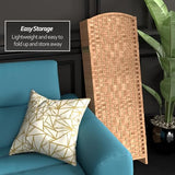 Red Lantern 4 ft. Short Diamond Weave Fiber Folding Screen - Natural - 8 Panel Red Lantern