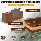 Reception Desk with Counter,L-Shaped Modern Front Desk Reception Room Tables with Ample Storage & Lockers,Easy Assembly,78.8"Checkout Counter for Office,Retail,Lobby,Beauty Salon (Walnut, 78.7in) OYRWSF