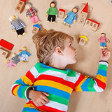 Jzszera Wooden Doll House People of 8 Figures, Dolls Family Set for Girls Toddler Kids Dollhouse Accessories Toy Jzszera