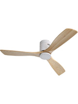 Sofucor 52'' Ceiling Fan no Light, Low Profile Ceiling Fan without Light, Flush Mount Ceiling Fan with Remote Control, Quiet Energy Saving with 6 Speeds, Timer, Light Wood Grain Sofucor
