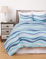 C&F Home Sea Waves Seawaves Blue Ocean Coastal Theme Twin Bed 2-Piece Beach Reversible Coverlet Lightweight Quilt Set with 1 Sham Reversible Bedding Coverlet Comforter Nautical Bedding Set Twin 2 C&F Home