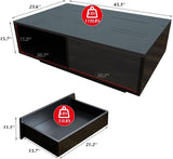 COSVALVE High Gloss LED Coffee Table with Drawer & 16 Colors LED Lights, Modern Living Room Coffee Table with Storage Space, Rectangle Sofa Side Central Table, Black (AA Battery) COSVALVE