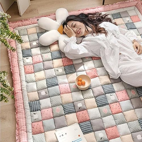Cotton Cover Futon Mattress for Back Pain,Japanese Traditional Shikibuton Bed Tatami Sleeping Pad,Foldable Roll Up Tatami Mattress Pad,Traditional Japanese Roll Up Bed,27.56x70.87in Floor Mattress KnvsS