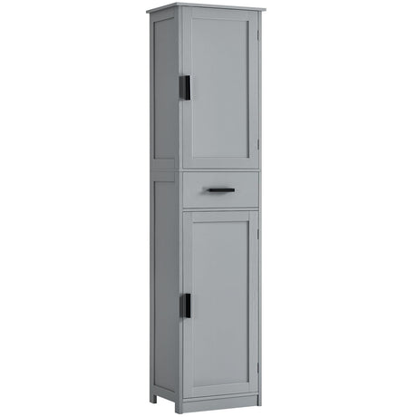 usikey 67“ Tall Bathroom Cabinet, Storage Cabinet with 4 Shelves & 2 Doors, Narrow Storage Cabinet for Bathroom, Living Room, Home Office, Grey usikey