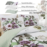 Drucon Floral Quilt Set Twin 2 Pieces Boho Green Floral Quilt Coverlet Set Soft Microfiber Lightweight Green Quilted Bedspread for All Season 68"x 86" Drucon