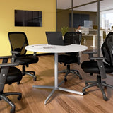 Bush Business Furniture 42-inch Round Conference Table with Metal Base, Circular Meeting Room Desk for 4 Users, White Bush Furniture