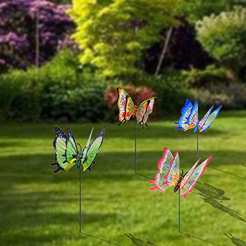 Giant Butterfly Garden Stakes Decorations Outdoor 3D Large Butterflies Lawn Decorative Yard Decor Patio Accessories Ornaments Gardening Art Christmas Whimsical Gifts (Pack of 4) FENELY