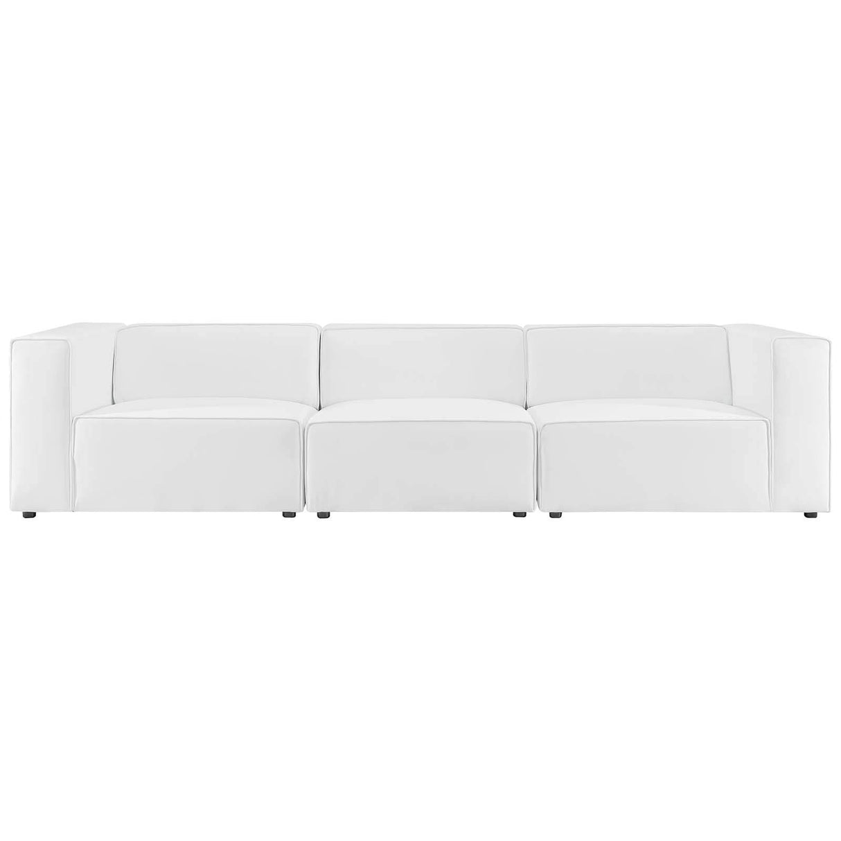 Modway Mingle Vegan Leather 3-Piece Sectional Sofa in White Modway