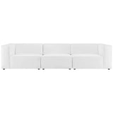 Modway Mingle Vegan Leather 3-Piece Sectional Sofa in White Modway