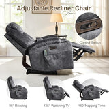 IBTKIG Power Recliner Chair with Massage and Heat, Electric Recliners with LED Lights/Lumbar Pillow/Cup Holders/Side Pocket/USB Port, Home Theater Seating for Living Room(1, Velvet Gray)