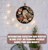 GOLDEN SMILE Embroidery Kit for Beginners Adults - 2-in-1 Frame & Display Hoop (8.2"/21cm), Water-Soluble Pattern, Full Reusable Tools for Easy Start | Owl Floral Art
