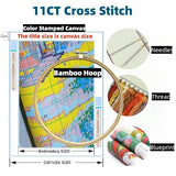 Dragonfly and Wild Flowers Stamped Cross Stitch Kits for Beginners Easy with Hoop 11CT Needlepoint Embroidery DIY Counted Cross Stitch Kits Art Craft Wall Decor 35x35cm(2)