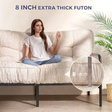 MAXYOYO 8" Futon Mattress Full Size, Ultra Thick Futons Sofa Couch Bed Tufted Sleeper Sofa Bed, Floor Mattress for Adults, Shredded Foam Filling (Frame Not Included), Beige MAXYOYO