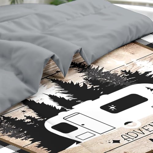 Pamnest Comforter Set King Size, Camping Camper Rv 7 Pcs Bedding for Kids and Adults, Car Family Bed Sheet Sets with Fitted Sheet 2 Pillowcases & 2 Shams for Bedroom Bed Decor Pamnest