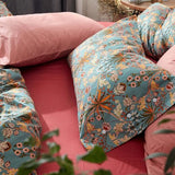 mixinni Vintage Style Garden Flower Duvet Cover Set with Zipper Closure Long Staple Percale Cotton Yellow Vibrant Pattern on Bedding Quilt Cover Set(California King, All Season) mixinni
